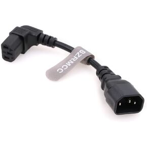 SZRMCC C14 Male to C13 Female Right Angle Power Supply Cable IEC C13 90 Degree PDU Computer Power Extension Cord for HDTV Monitor Scanner 15cm
