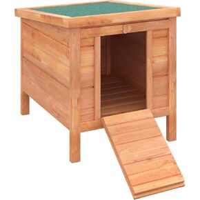 PawHut Small Wooden Rabbit Hutch Bunny Cage Guinea Pig Cage Duck House Dog House with Openable & Waterproof Roof, Red