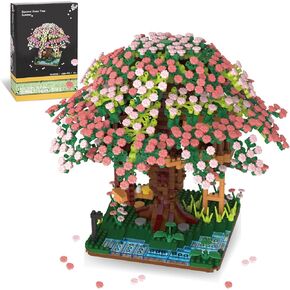 Cherry Blossom Bonsai Tree Micro Building Sets, Creative Japanese Tranquil Garden Building Blocks for Adults, Sakura Flowers and Plants Display for Home Decor, Mother's Day Decorations - 2280PCS