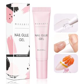 Makartt Gel Nail Glue, Solid Nail Gel for Soft Gel Nail Tips 20ML Nail Lamp Needed Multifunctional Nail Tools Strong Adhesive Rhinestone Glue Gel for Nail Charms Nail Gems, Pack of 2