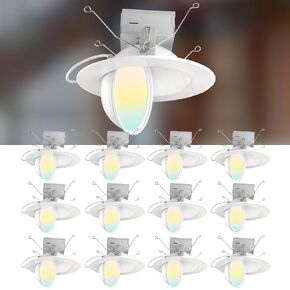 إضاءة غائرة LED دوارة 5/6 بوصة، CRI 90 إضاءة غائرة ذات اتجاه بديل، 140 لومن/ث (كفاءة عالية) قابلة للتعتيم 3000K/4000K/5000K مصابيح LED غائرة قابلة للتحديد - 12 حزمة in Saudi Arabia
