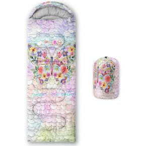BailiPromise Camping Sleeping Bags,Mermaid Horse Butterfly Starry Sky 3 Season Warm & Cool Weather,Lightweight,Waterproof Sleeping Bags for Adults & Kids,Traveling,and Outdoors,Camping Gear Equipment