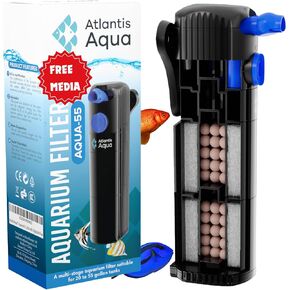 20 Gallon Fish Tank Filter up to 55 Gallons | Quiet Fish Tank Filter | Crystal Clear Water | Turtle Tank Filter | Submersible Aquarium Filter, Filter for Fish Tank, 50 Gallon Fish Tank Filter