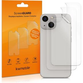 kwmobile Set of 3X Back Covers Compatible with Apple iPhone 13 Mini - Back Screen Protector Pack Transparent Protective Films