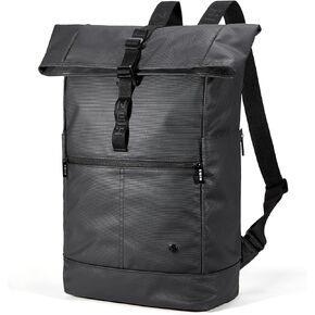 Rolltop Backpack Water Resistant for Adults 15 inch Laptop Backpacks Heavy Duty Commuter Mens Backpack for Work College Travel Black