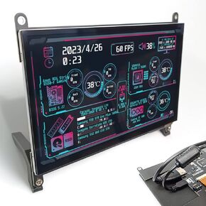 WOWNOVA 7" Computer Sensor Panel LCD Screen PC Temperature Monitor Display Secondary Screen, PC Accessories for PC Case, Compatible with Raspberry Pi and Windows 7/8/10/11 (Touch Screen)