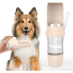 Dog Water Bottle Portable -Foldable Travel Water with Food Container, Leak Proof and Lightweight Water Bottle for Dogs,Dog Stuff Accessories Items,Lightweight & Convenient for Outdoor (Gray, Small)