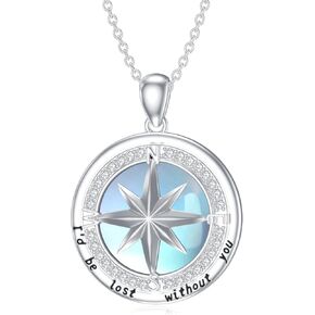 Diamonds Compass Necklace S925 Sterling Silver Celtic Knot Compass Necklace Graduation Friendship Talisman Travel Pendant Necklace Inspirational Graduation Gift Jewelry Gifts for Women Girls