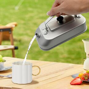 0.3L Outdoor Camping Kettle, Portable Aluminum Camping Boiling Water Pot Tea Water Kettle with Handle Camping Kettles for Boiling Water Camping Hiking Backpacking (Silver)