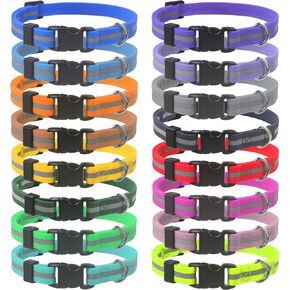 16 Pcs Waterproof Puppy Whelping ID Collars, Anti-Odor Soft PVC with Reflective Stripe Litter Collars Baby Dog ID Bands Pet Identification for Newborn Pets Cats Kitten