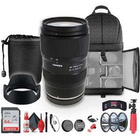 Tamron 28-75mm f/2.8 Di III VXD G2 Lens for (Nikon Z) Mirrorless Cameras (AFA063Z700) + 64GB Memory Card + Filter Kit + Backpack + Lens Pouch + Flexible Tripod + Cap Keeper + Cleaning Kit + More