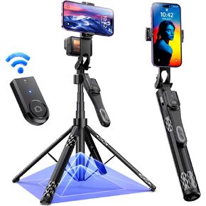 Selfie Stick Phone Tripod - 72 inch Tripod for iPhone with Wireless Remote, Strength Aluminum Alloy Phone Tripod Stand for Video Recording, Stable iPhone Tripod Compatible with iPhone/Android/GoPro