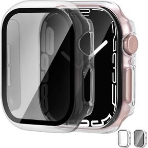 2 Pack Anti-Spy Screen Protector For Apple Watch Series 10, Hard PC Apple Watch Case With Tempered HD Privacy Glass Black Apple Watch Cover For iWatch Series 10 （Clear，42mm ）
