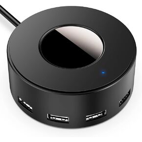 6-Port USB Charger Charging Station with Smart Identification for Multiple Devices, iPhone iPad Tablets Cellphones, Desktop (Black)(Multi-Port)