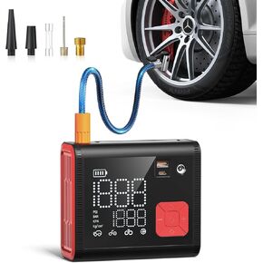 Anykit Tire Inflator Portable Air Compressor, 4X Faster Inflation, Double Cylinder Electric Cordless Air Pump with Built-in Pressure Gauge for Pickup Trucks (150PSI)