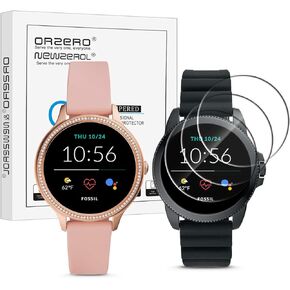 Orzero (3 Pack) Compatible for Fossil Gen 5E 42mm, Gen 5E 44mm Smartwatch Tempered Glass Screen Protector, 2.5D Arc Edges 9 Hardness High Definition Anti-Scratch Bubble-Free