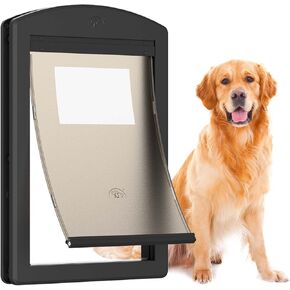 Dog Door for Door,Door for Large Dogs and Pets, Strong Plastic Doggy Door and Large Dog Door with Sliding Lock Panel and Magnetic Soft Flap(White, Large)