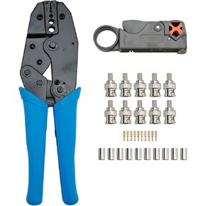 10Pcs Mini-UHF Male Crimps Connector for RG-58/U Cable for Motorola, Coaxial Cable Tool Kit +Wire Cutter+Cable Stripper for RG58, RG59, RG62, RG6, RG174