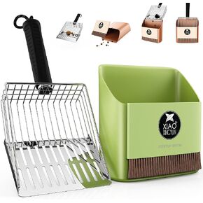 Cat Litter Scoop Kit, Metal Litter Scoop Includes Portable Small Broom and Dustpan Set, Heavy Duty Cat Litter Scoop, Litter Scoop with Coarse and Fine Grid, Quick Sift and Easy Clean Litter Scooper in Kuwait