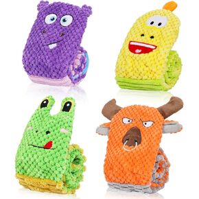 Dog Puzzle Toy, Treat Dispensing Enrichment Toys for Boredom Mental Stimulation, [4 Pack] Squeaky Crinkle Snuffle Food Puzzles for Puppy Small Medium Dogs