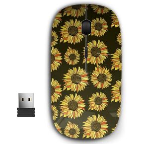 2.4G Ergonomic Portable USB Wireless Mouse for PC, Laptop, Computer, Notebook with Nano Receiver (Sunflower Sunflowers)