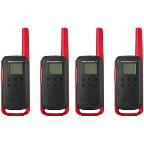موتورولا سولوشنز، محمول FRS، T210، Talkabout، راديو ثنائي الاتجاه، قابل لإعادة الشحن، 22 قناة، 20 ميل، أسود وأحمر، عبوتان in Kuwait