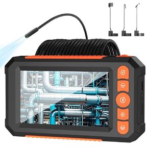 Endoscope Camera with Light, Borescope Camera with Screen, 1080P HD Snake Camera with 8 LED Lights, IPX7 Waterproof Handheld Endoscope, 16.5FT Semi-Rigid Bore Scope Gadgets for Men(4.3')