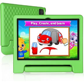 JREN Tablet for Kids｜10 Inch Kids Tablet Android 14｜Octa-core｜64GB｜WiFi ｜Bluetooth｜Parental Control｜Kids Content｜Children Toddler Tablet Green
