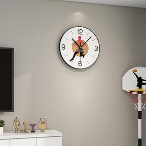 12 Inch Wall Clock Kitchen Silent Non Ticking Battery Operated Round Large Clock for Living Room, Dining Room, Home, Office, School, Bedroom Modern Style Orange Wall Decor