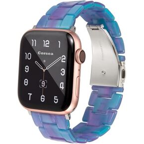 Resin Band for Apple Watch Strap Replacement Bracelet With Stainless Steel Buckle - Lightweight, Comfortable & Fashionable - Compatble with Series 8 7 6 5 4 3 2 1 SE