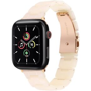 Resin Band for Apple Watch Strap Replacement Bracelet With Stainless Steel Buckle - Lightweight, Comfortable & Fashionable - Compatble with Series 8 7 6 5 4 3 2 1 SE in Saudi Arabia