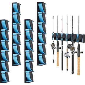 Vertical Fishing Rod Holder 2 Pack, Wall Mounted Fishing Rod Rack, Fishing Pole Holders for Garage for Storage 12 Rods, Blue