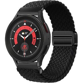 حزام مضفر قابل للتمدد متوافق مع ساعة Samsung Galaxy Watch 4 5 Pro 6 Band 40mm 44mm 45mm/Watch 6 Classic 43mm 47mm/Watch 4 Classic 42mm 46mm/Watch 3 41mm/Active 2,20mm سوار مغناطيسي رياضي للنساء والرجال in Kuwait
