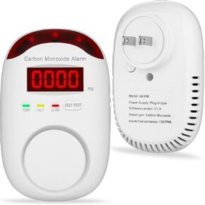 2 Pack Combination Gas & Carbon Monoxide Detectors - Plug in CO Alarm & Natural Gas Detector with Digital Display, CO Detector & Combustible Gas Detector for Home, Easy to Read