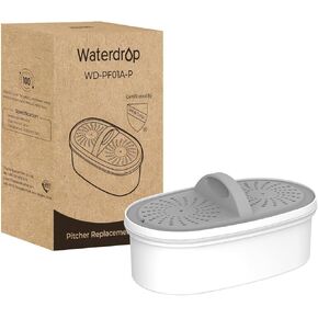 Waterdrop WD-PF-01A Plus Replacement Filters for All Waterdrop Pitcher Filtration System, Reduces PFAS, PFOA/PFOS, Chlorine, Last Up to 3 Months or 200 Gallons (Pack of 4)