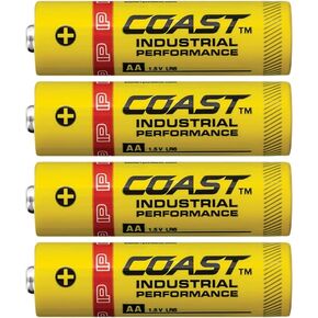 Coast 4 Pack AA Industrial Performance Alkaline Batteries, High-Performance