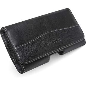 Encased Belt Pouch for Samsung Galaxy S10 Holster (2019) Secure Fit Holder Case Clip with Magnetic Closure PU Leather Belt Loops (Case Compatible) Black