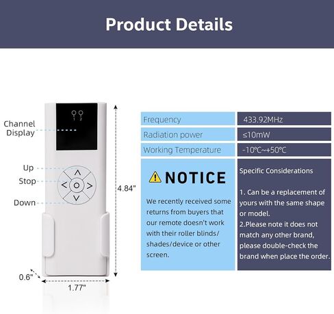 AC114-06 RF 433.92 Wireless Control, 6 Channel Blinds Controller for Motorized Roller Shades and Blinds in Saudi Arabia