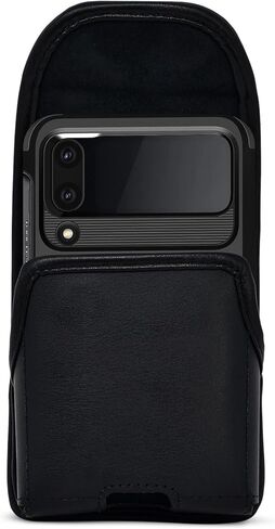 Turtleback Holster Designed for Galaxy Z Flip6 Flip 5 and 4 Thin Fit, Vertical Belt Case Black Leather Pouch with Executive Belt Clip, in Kuwait