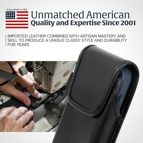 Turtleback Holster Designed for Galaxy Z Flip6 Flip 5 and 4 Thin Fit, Vertical Belt Case Black Leather Pouch with Executive Belt Clip, in Kuwait