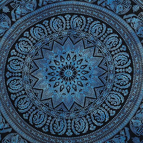 Marubhumi Tapestry Wall hangings Turquoise Tie Dye Hippie Mandala Tapestry Wall Art Collage Dorm Beach Throw Bohemian Tapestry Wall Decor Boho Bedspread (Queen 85 x 90 Inch, Turquoise Dye) in Saudi Arabia