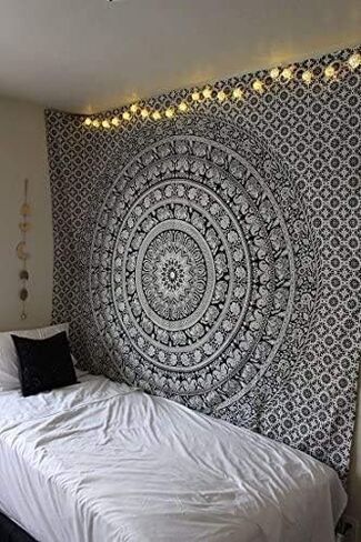 Marubhumi Tapestry Wall hangings Turquoise Tie Dye Hippie Mandala Tapestry Wall Art Collage Dorm Beach Throw Bohemian Tapestry Wall Decor Boho Bedspread (Queen 85 x 90 Inch, Turquoise Dye) in Saudi Arabia