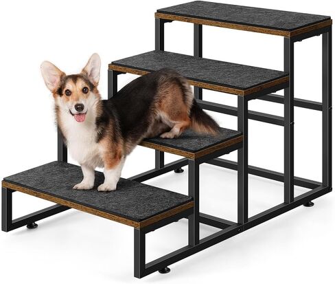 5 Steps Dog Stairs for Small Dogs Wood Pet Stairs for High Bed Black Dog Bed Stairs for Large Dog Pet Steps for Small Dogs for Tall Beds Dog Steps for Couch Support up to 100 lbs in Kuwait