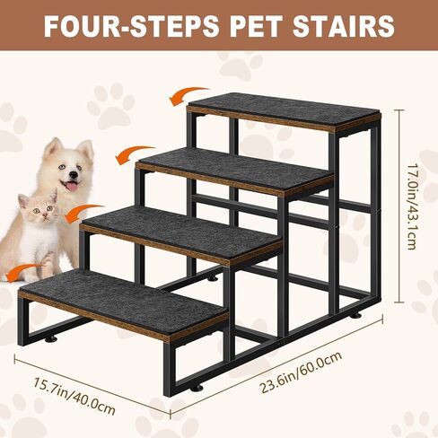 5 Steps Dog Stairs for Small Dogs Wood Pet Stairs for High Bed Black Dog Bed Stairs for Large Dog Pet Steps for Small Dogs for Tall Beds Dog Steps for Couch Support up to 100 lbs in Kuwait