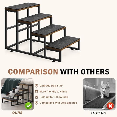 5 Steps Dog Stairs for Small Dogs Wood Pet Stairs for High Bed Black Dog Bed Stairs for Large Dog Pet Steps for Small Dogs for Tall Beds Dog Steps for Couch Support up to 100 lbs in Kuwait
