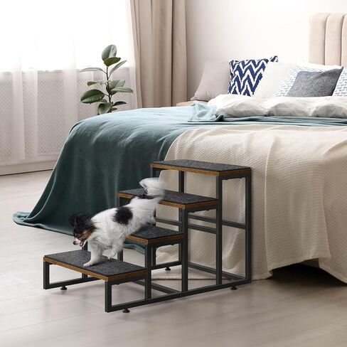 5 Steps Dog Stairs for Small Dogs Wood Pet Stairs for High Bed Black Dog Bed Stairs for Large Dog Pet Steps for Small Dogs for Tall Beds Dog Steps for Couch Support up to 100 lbs in Kuwait