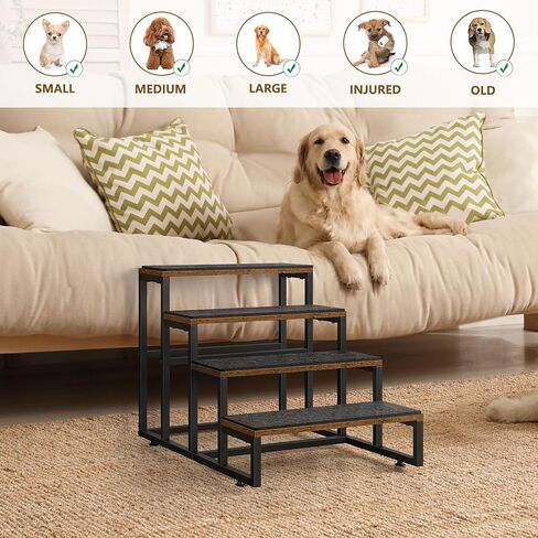 5 Steps Dog Stairs for Small Dogs Wood Pet Stairs for High Bed Black Dog Bed Stairs for Large Dog Pet Steps for Small Dogs for Tall Beds Dog Steps for Couch Support up to 100 lbs in Kuwait