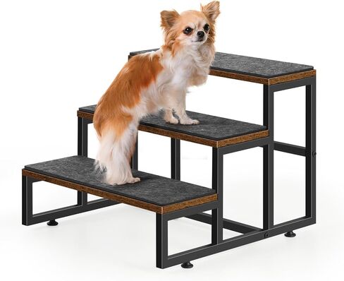 5 Steps Dog Stairs for Small Dogs Wood Pet Stairs for High Bed Black Dog Bed Stairs for Large Dog Pet Steps for Small Dogs for Tall Beds Dog Steps for Couch Support up to 100 lbs in Kuwait