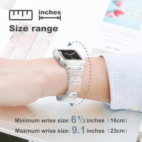 متوافق مع سوار ساعة Apple الشفاف مقاس 38 مم 40 مم 41 مم 42 مم 44 مم 45 مم مع حافظة واقية، حزام مقاوم للصدمات لسلسلة iwatch Bands 8 7 6 5 4 3 2 1 in Kuwait