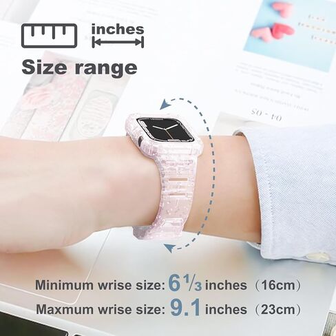 متوافق مع سوار ساعة Apple الشفاف مقاس 38 مم 40 مم 41 مم 42 مم 44 مم 45 مم مع حافظة واقية، حزام مقاوم للصدمات لسلسلة iwatch Bands 8 7 6 5 4 3 2 1 in Kuwait